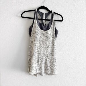 Lululemon Twist & Toil Tank Sports Bra 2 in 1 heathered grey size 8